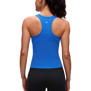 CRZ YOGA Butterluxe High Neck Tank Tops for Women – Yoga Workout Athletic Gym Camisole Racerback Sleeveless Shirts(Sparkle Blue)