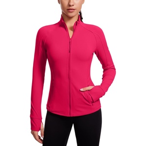 CRZ YOGA Butterluxe Hip Length Jackets for Women – Full Zip Athletic Track Tops with Thumb Holes Pockets(Viva Magenta)