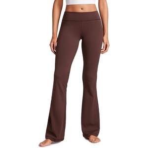 CRZ YOGA Butterluxe Low Rise Flare Leggings 32″ – Bootcut Buttery Soft Lounge Casual Womens Yoga Pants with Pocket(Taupe)