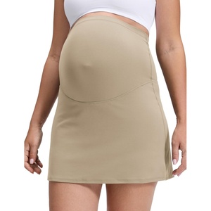 CRZ YOGA Butterluxe Maternity A Line Golf Skirts – High Waisted Tennis Casual Womens Pregnancy with Shorts Pockets(Oak)