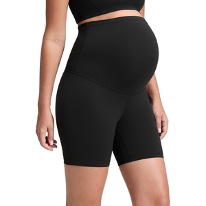 CRZ YOGA Butterluxe Maternity Biker Shorts 6″ – Over The Belly Pregnancy Yoga Workout Womens Activewear Buttery Soft(Black)