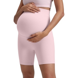 CRZ YOGA Butterluxe Maternity Biker Shorts 6″ – Over The Belly Pregnancy Yoga Workout Womens Activewear Buttery Soft(Pink Haze)