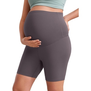 CRZ YOGA Butterluxe Maternity Biker Shorts 6″ – Over The Belly Pregnancy Yoga Workout Womens Activewear Buttery Soft(Tornado Grey)