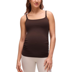 CRZ YOGA Butterluxe Maternity Clip Down Nursing Tank Tops – Adjustable Straps Womens Pregnancy Casual Cami Shirt Built in Bra(Hot Fudge Brown)