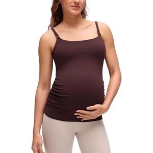 CRZ YOGA Butterluxe Maternity Clip Down Nursing Tank Tops – Adjustable Straps Womens Pregnancy Casual Cami Shirt Built in Bra(Ripe Plum)