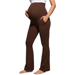 CRZ YOGA Butterluxe Maternity Flare Leggings Pockets 31” – Workout Yoga Bootcut Pregnancy Womens Pants Over The Belly(Lava Brown)