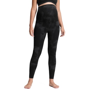 CRZ YOGA Butterluxe Maternity Leggings 28″ – Over The Belly Workout Activewear Yoga Womens Pregnancy Pants Buttery Soft(Black Tie Dye Flowers)
