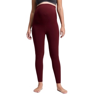 CRZ YOGA Butterluxe Maternity Leggings 28″ – Over The Belly Workout Activewear Yoga Womens Pregnancy Pants Buttery Soft(Red Merlot)