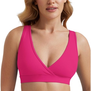 CRZ YOGA Butterluxe Maternity V Neck Nursing Bras – Wireless Sleep Breastfeeding Lounge Womens Pregnancy Bralette Comfy(Granita Pink)