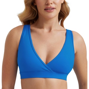CRZ YOGA Butterluxe Maternity V Neck Nursing Bras – Wireless Sleep Breastfeeding Lounge Womens Pregnancy Bralette Comfy(Sparkle Blue)