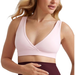 CRZ YOGA Butterluxe Maternity V Neck Nursing Bras – Wireless Sleep Breastfeeding Lounge Womens Pregnancy Bralette Comfy(Strawberry Pink)