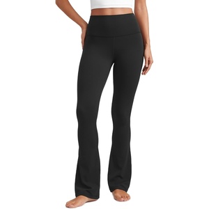 CRZ YOGA Butterluxe Mini Flared Leggings 30″/31.5″/33” – High Waist Bootcut Casual Lounge Women Yoga Pants with Pocket(Black)