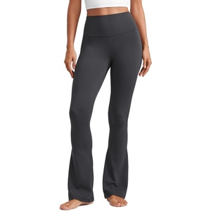 CRZ YOGA Butterluxe Mini Flared Leggings 30″/31.5″/33” – High Waist Bootcut Casual Lounge Women Yoga Pants with Pocket(Mysterious Grey)