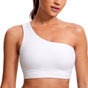 CRZ YOGA Butterluxe One Shoulder Sports Bras for Women – Sleeveless One Strap Low Impact Asymmetrical Workout Yoga Tops(White)