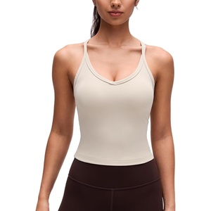 CRZ YOGA Butterluxe Soft Double Lined V Neck Tank Tops for Women – Yoga Casual Camisole Racerback Tight Sleeveless Shirt(Mojave Tan)