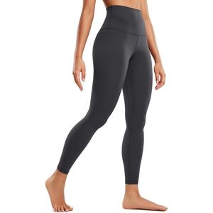 CRZ YOGA Butterluxe Super High Waist Leggings 25″- Buttery Soft Womens Yoga Pants Workout Over Belly(Mysterious Grey)