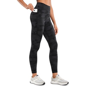 CRZ YOGA Butterluxe Workout Leggings Pockets 25” – High Waisted Gym Womens Yoga Pants Buttery Soft(Dark Grey Camouflage 2)