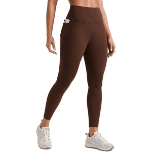 CRZ YOGA Butterluxe Workout Leggings Pockets 25” – High Waisted Gym Womens Yoga Pants Buttery Soft(Lava Brown)