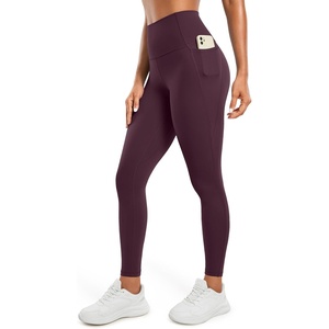 CRZ YOGA Butterluxe Workout Leggings Pockets 28” – High Waisted Gym Womens Yoga Pants Running Buttery Soft(Deep Purple)