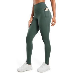 CRZ YOGA Butterluxe Workout Leggings Pockets 31″ – High Waisted Athletic Gym Womens Yoga Pants for Tall Women(Dark Forest Green)