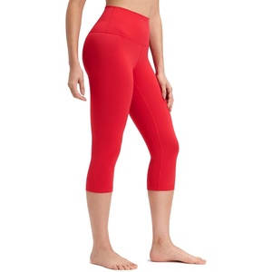 CRZ YOGA Butterluxe Yoga Capris Leggings 19” – High Waisted Workout Buttery Soft Athletic Lounge Womens Crop Pants(Aurora Red)