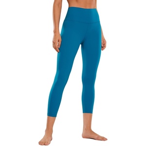 CRZ YOGA Butterluxe Yoga Capris Leggings 23” – High Waisted Buttery Soft Workout Womens Lounge Pants(Super-sonic Blue)