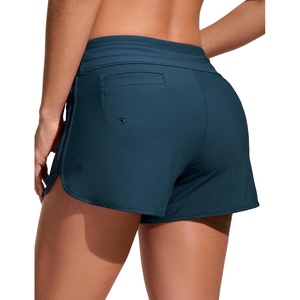 CRZ YOGA Classic Fit Dolphin Board Shorts for Women 3” – High Waisted Beach Swimwear Bottoms Bathing Trunks with Liner(Insignia Blue)