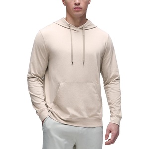 CRZ YOGA Cloud Jersey Pullover Hoodies for Men – Casual Workout Long Sleeve Basic Hooded Sweatshirts with Pocket(Mojave Tan)