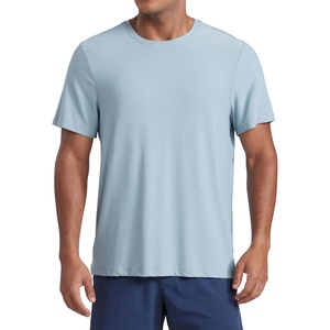 CRZ YOGA Cloudweight Crewneck Shirts for Men – Comfy Lightweight Workout Casual Athletic Short Sleeve T-Shirts(Light Grayish Blue)