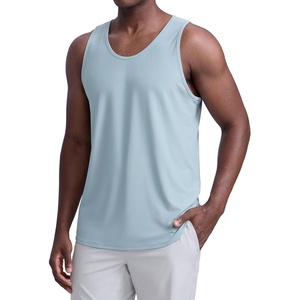 CRZ YOGA Cloudweight Workout Tank Tops for Men – Comfy Lightweight Quick Dry Sleeveless Muscle Athletic Shirts(Light Grayish Blue)
