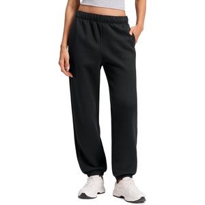 CRZ YOGA Cotton Fleece Lined Jogger Sweatpants Women 28″ – Casual Lounge Travel Pants with Pockets Winter Warm(Black)