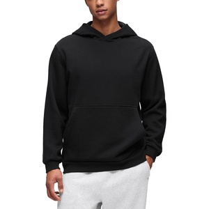 CRZ YOGA Cotton Fleece Lined Pullover Hoodies for Men – Cozy Casual Workout Essential Sweatshirts With Kangaroo Pocket(Black)