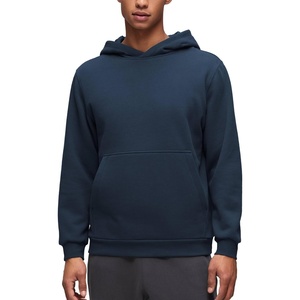 CRZ YOGA Cotton Fleece Lined Pullover Hoodies for Men – Cozy Casual Workout Essential Sweatshirts With Kangaroo Pocket(Ink Blue)