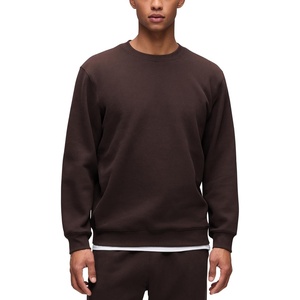 CRZ YOGA Cotton Fleece Lined Pullover Sweatshirts for Men – Crewneck Cozy Casual Athletic Daily Workout Sweat Shirt Tops(Hot Fudge Brown)