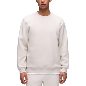 CRZ YOGA Cotton Fleece Lined Pullover Sweatshirts for Men – Crewneck Cozy Casual Athletic Daily Workout Sweat Shirt Tops(Milky White (Bone))