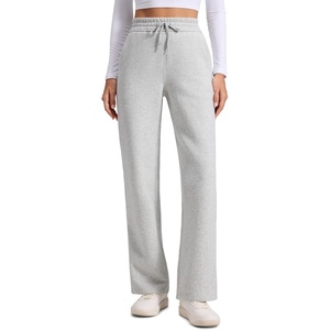 CRZ YOGA Cotton Fleece Lined Sweatpants Women 28″/30″/32″ – Straight Leg Casual Lounge Pants with Pockets Winter Warm(Dove Grey Heather)