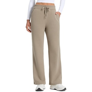 CRZ YOGA Cotton Fleece Lined Sweatpants Women 28″/30″/32″ – Straight Leg Casual Lounge Pants with Pockets Winter Warm(Oak)