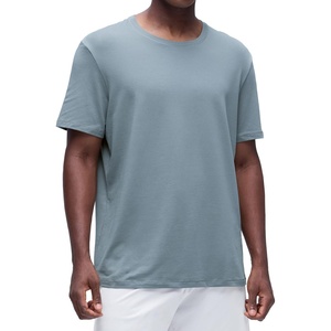 CRZ YOGA Cotton-Blend Athletic Shirts for Men – Short Sleeve Moisture Wicking Soft Workout Casual Tee Tops Basic T-Shirt(Belgian Blue)