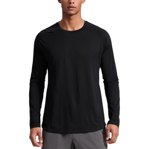 CRZ YOGA Crewneck Workout Long Sleeve Shirts for Men – Quick Dry Running Athletic T-Shirts Lightweight Basic Tops(Black)