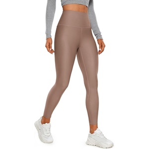 CRZ YOGA Fleece Lined Leggings 25” – Thermal Casual Lounge Workout Womens Yoga High Waisted Pants Winter Warm(Brown Purple)