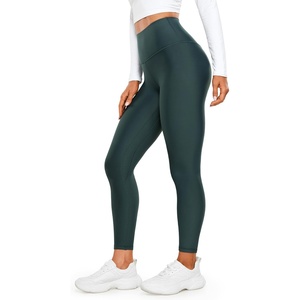 CRZ YOGA Fleece Lined Leggings 25” – Thermal Casual Lounge Workout Womens Yoga High Waisted Pants Winter Warm(Forest Dark Green)