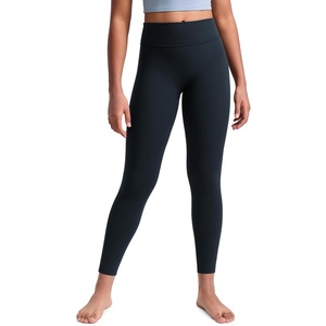 CRZ YOGA Girls Butterlift No Front Seam Full Length Yoga Leggings – Athletic Sports Casual Pants Tights Kids Teen(True Navy)
