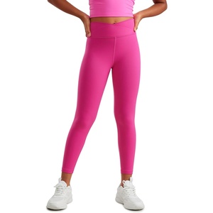 CRZ YOGA Girls Butterluxe Crossover Waist Yoga Leggings – Athletic Sports Casual Pants V Cross Tights Kids Teen(Hibiscus Purple)