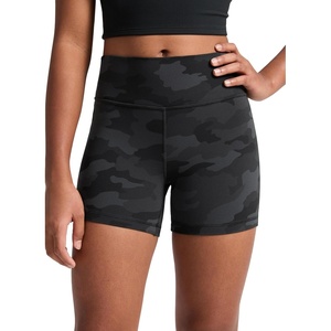 CRZ YOGA Girls Butterluxe High Waist Athletic Biker Shorts – Dance Yoga Casual Kids Teen Summer(Dark Grey Camouflage 2)