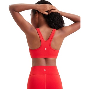 CRZ YOGA Girls Butterluxe Racerback Sports Bra – Yoga Athletic Casual Tops Scoop Neck Padded Crop Kids Teen(Deep Red)