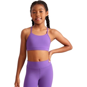 CRZ YOGA Girls Butterluxe Y Back Sports Bra – Yoga Athletic Casual Tops Scoop Neck Spaghetti Strap Padded Crop Kids Teen(Royal Lilac)