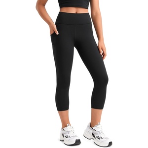 CRZ YOGA Girls Butterluxe Yoga Capri Leggings with Pockets – Athletic Sports Casual Pants High Waist Tights Kids Teen(Black)