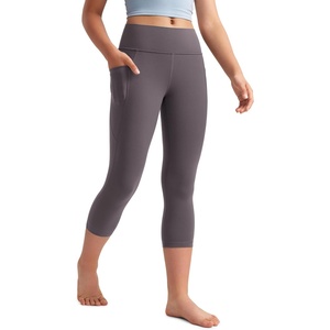 CRZ YOGA Girls Butterluxe Yoga Capri Leggings with Pockets – Athletic Sports Casual Pants High Waist Tights Kids Teen(Tornado Grey)