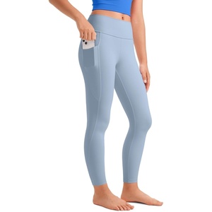 CRZ YOGA Girls Butterluxe Yoga Leggings with Pockets – Athletic Sports Casual Pants High Waist Tights Kids Teen(Cambric Blue)