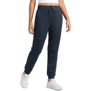 CRZ YOGA Girls Cloud Jersey Casual Joggers – Lounge High Waist Pants with Pockets Drawstring Kids Teen(True Navy)